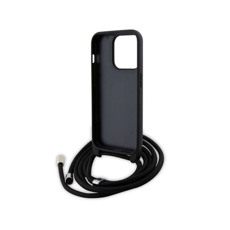 Karl Lagerfeld Crossbody Saffiano Metal Pin Karl & Choupette - Etui iPhone 15 Pro (czarny) (KLHCP15LSAKCPSK)