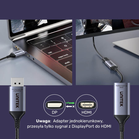 Unitek Przejściówka z DisplayPort 1.4 na HDMI 2.1, 8K60Hz (V1611A01)