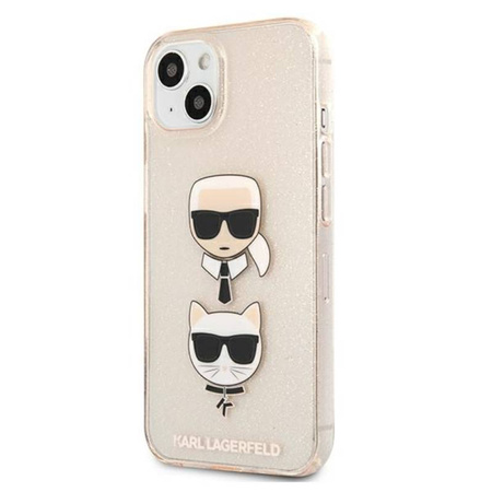 Karl Lagerfeld Glitter Karl & Choupette Head - Etui iPhone 13 mini (złoty) (KLHCP13SKCTUGLGO)
