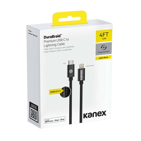 Kanex DuraBraid - Kabel połączeniowy USB-C (Power Delivery) na Lightning certyfikat MFi 1,2 m (Silver) (K157-1528-1MSV)