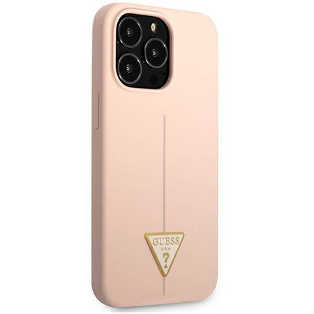 Guess Silicone Triangle Logo - Etui iPhone 13 Pro (różowy) (GUHCP13LSLTGP)