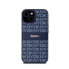 DKNY Leather Mono Stripe & Metal Logo - Etui iPhone 15 / 14 / 13 (niebieski) (DKHCP15SPRTHSLB)
