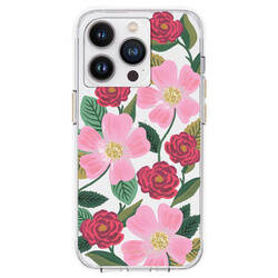 Rifle Paper Clear - Etui iPhone 14 Pro zdobione złotem (Rose Garden) (RP049818)