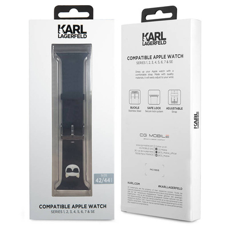 Karl Lagerfeld Silicone Choupette Head – Pasek do Apple Watch 42/44/45 mm (czarny) (KLAWLSLCK)