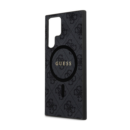 Guess 4G Collection Leather Metal Logo MagSafe - Etui Samsung Galaxy S24 Ultra (czarny) (GUHMS24LG4GFRK)