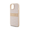 DKNY Leather Mono Stripe & Metal Logo - Etui iPhone 15 / 14 / 13 (różowy) (DKHCP15SPRTHSLP)