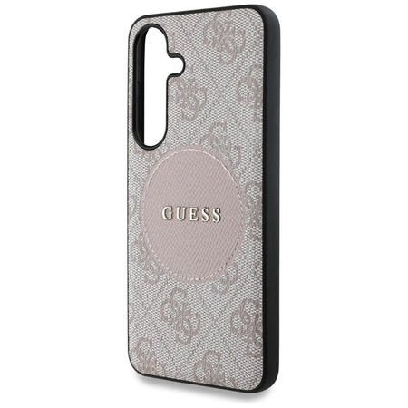 Guess 4G Round Patch Classic Logo MagSafe - Etui do Samsung Galaxy S25 (różowy) (GUHMS25SP4PGRSGP)
