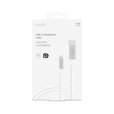 Moshi USB-C to DisplayPort Cable - Aluminiowa przejściówka z USB-C do DisplayPort 5K/60fps (srebrny) (99MO084102)