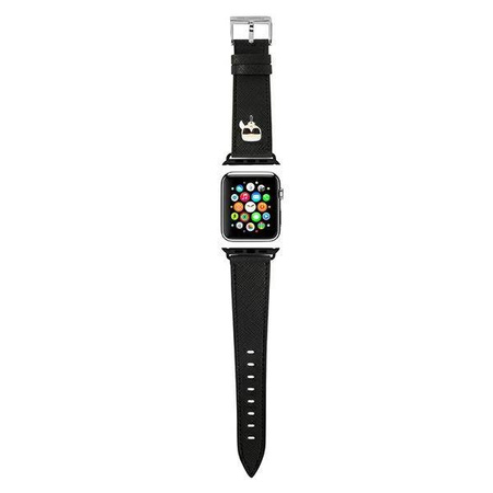 Karl Lagerfeld Saffiano Karl Head – Pasek do Apple Watch 42/44/45 mm (czarny) (KLAWLOKHK)