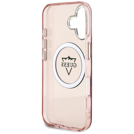 Guess IML Metal Mountain Logo MagSafe - Etui do iPhone 16 (różowy) (GUHMP16SHFGTMSLSP)