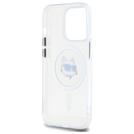 Karl Lagerfeld IML Metal Choupette Head MagSafe - Etui iPhone 14 Pro (biały) (KLHMP14LHLSCHH)