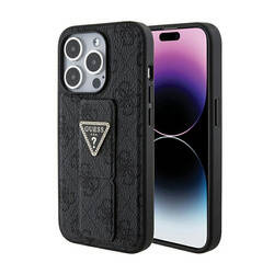 Guess Grip Stand 4G Triangle Strass Logo - Etui iPhone 15 Pro Max (czarny) (GUHCP15XPGS4TDK)