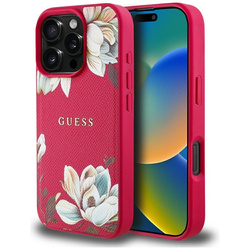 Guess Grained Printed Flower Pattern MagSafe - Etui do iPhone 16 Pro (fuksja) (GUHMP16LPGNMPLMF)