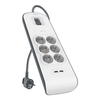 Belkin Listwa zasilająca przeciwprzepięciowa 650J, 6 gniazd Schuko, 2x USB-A, 2m (BSV604VF2M-V2)