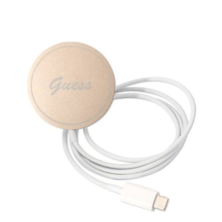 Guess Bundle Pack MagSafe IML Marble - Zestaw etui + ładowarka MagSafe iPhone 14 Pro (czarny/złoty) (GUBPP14LHMEACSK)