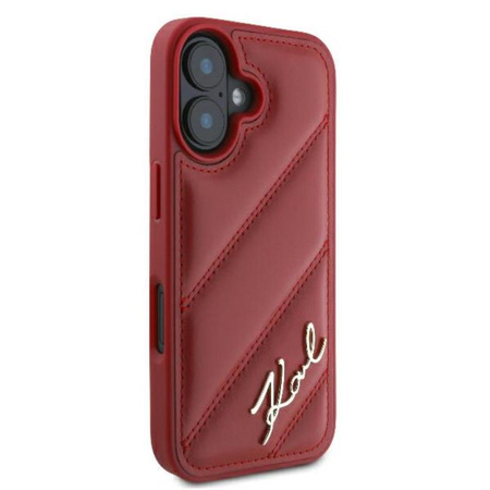Karl Lagerfeld Quilted Signature - Etui iPhone 16 (czerwony) (KLHCP16SPQDSMGR)