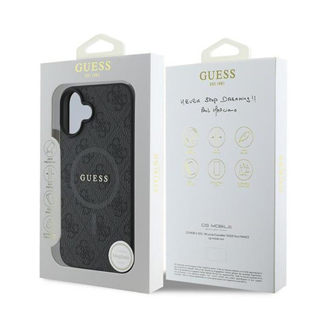 Guess 4G Ring Classic Logo MagSafe - Etui iPhone 16 Plus (czarny) (GUHMP16MG4GFRK)