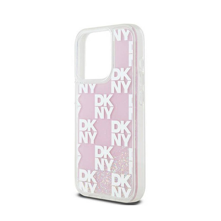 DKNY Liquid Glitter Multilogo - Etui iPhone 15 Pro (różowy) (DKHCP15LLCPEPP)