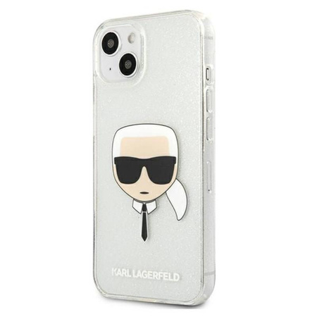 Karl Lagerfeld Karl's Head Glitter - Etui iPhone 13 mini (srebrny) (KLHCP13SKHTUGLS)