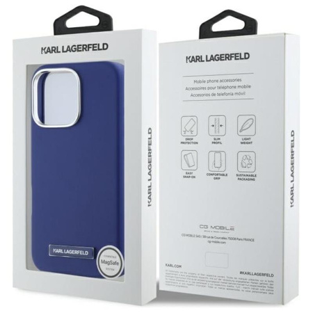 Karl Lagerfeld FW Metal Plate MagSafe - Etui iPhone 16 Pro Max (niebieski) (KLHMP16XPGMSRPB)