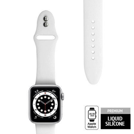 Crong Liquid - Pasek do Apple Watch 38/40/41/42 mm (biały) (CRG-40LQB-WHI)