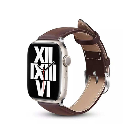 Crong Noble Band - Pasek z naturalnej skóry do Apple Watch 44/45/46/49 mm (Espresso) (CRG-44NOB-ESP)