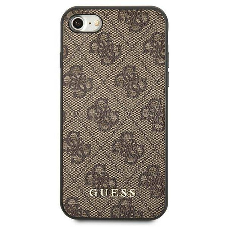 Guess 4G Metal Gold Logo – Etui iPhone SE 2022 / SE 2020 / 8 / 7 (brązowy) (GUHCI8G4GFBR)