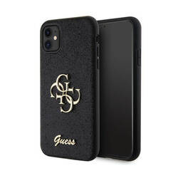 Guess Glitter Script Big 4G - Etui iPhone 11 (czarny) (GUHCN61HG4SGK)