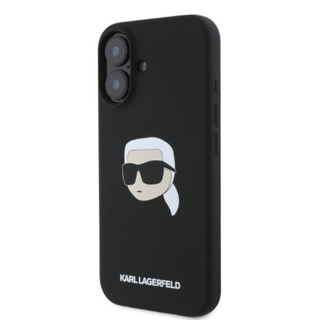 Karl Lagerfeld Silicone Karl Head Print MagSafe - Etui iPhone 16 (czarny) (KLHMP16SSKHPPLK)