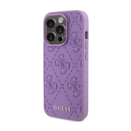 Guess Leather 4G Stamped - Etui iPhone 15 Pro Max (fioletowy) (GUHCP15XP4EPMU)