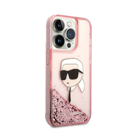 Karl Lagerfeld Liquid Glitter NFT Karl's Head - Etui iPhone 14 Pro Max (różowy) (KLHCP14XLNKHCP)