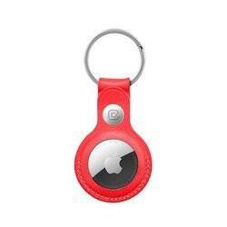 Crong Leather Case with Key Ring – Skórzane etui ochronne brelok do Apple AirTag (czerwony) (CRG-ATL-RED)