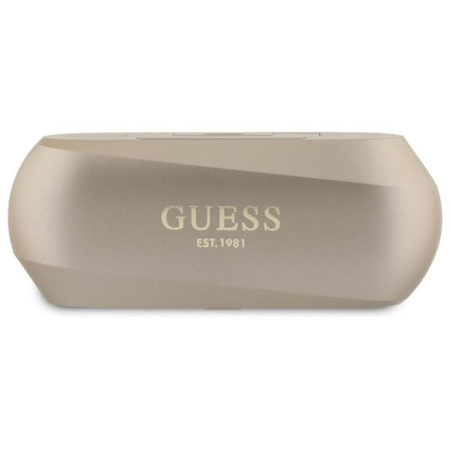 Guess Elongated Metalic Printed Logo - Słuchawki Bluetooth TWS + etui ładujące (złoty) (GUTWSC2MCDSD)