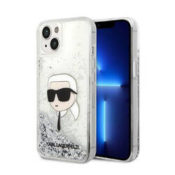 Karl Lagerfeld Liquid Glitter NFT Karl's Head - Etui iPhone 14 Plus (srebrny) (KLHCP14MLNKHCH)