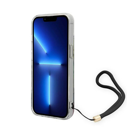 Guess Flower Cord - Etui ze smyczką iPhone 14 (niebieski) (GUOHCP14SHFLSB)