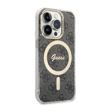 Guess 4G MagSafe - Etui iPhone 14 Pro (Czarny) (GUHMP14LH4STK)