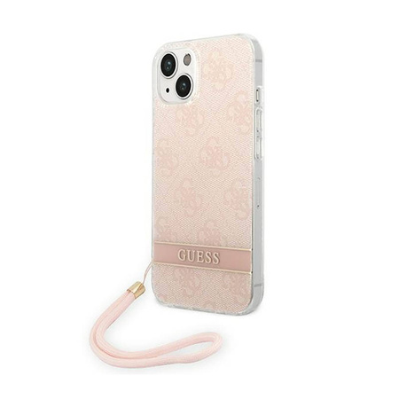 Guess 4G Print Cord - Etui ze smyczką iPhone 14 Plus (różowy) (GUOHCP14MH4STP)