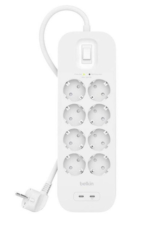 Belkin 2M, 8-portowa listwa + Dual USB-C, 30W 900J (SRB004VF2M)