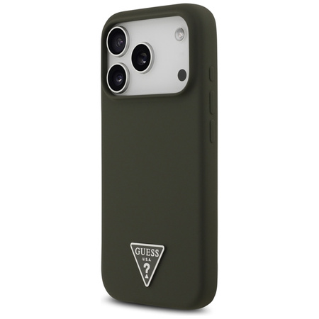 Guess Silicone Triangle Logo MagSafe - Etui iPhone 17 Pro (khaki) (GUHMP17LSCTRLMA)