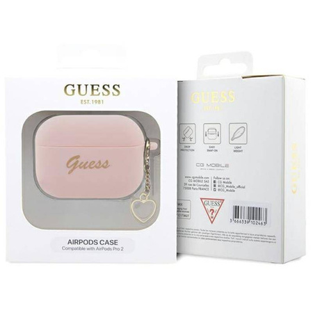 Guess Silicone Heart Charm - Etui AirPods Pro 2 (różowy) (GUAP2LSCHSP)