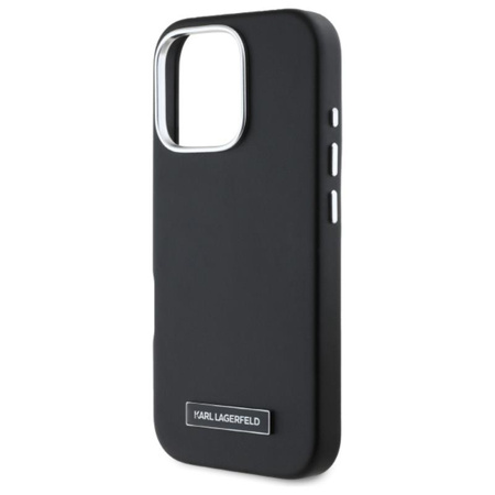 Karl Lagerfeld FW Metal Plate MagSafe - Etui iPhone 16 Pro (czarny) (KLHMP16LPGMSRPK)