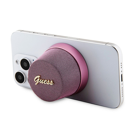 Guess Magnetic Script Metal Logo - Głośnik Bluetooth V5.3 (różowy) (GUWSC3ALSMP)