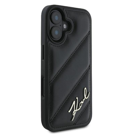 Karl Lagerfeld Quilted Signature - Etui iPhone 16 Plus (czarny) (KLHCP16MPQDSMGK)
