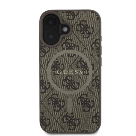 Guess 4G Ring Classic Logo MagSafe - Etui iPhone 16 (brązowy) (GUHMP16SG4GFRW)