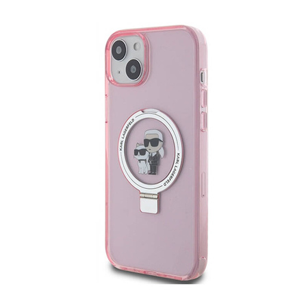 Karl Lagerfeld Ring Stand Karl & Choupette MagSafe - Etui iPhone 15 Plus (różowy) (KLHMP15MHMRSKCP)