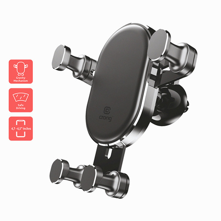 Crong Gravity Auto-Lock Car Holder – Uchwyt samochodowy grawitacyjny do telefonu 4,7”-6,5” (czarny) (CRG-CH5-BLK)