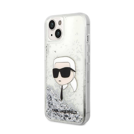 Karl Lagerfeld Liquid Glitter NFT Karl's Head - Etui iPhone 14 Plus (srebrny) (KLHCP14MLNKHCH)
