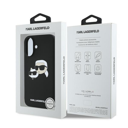 Karl Lagerfeld Silicone Double Heads Print MagSafe - Etui iPhone 16 Plus (czarny) (KLHMP16MSKCHPPLK)