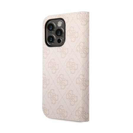 Guess 4G Metal Camera Outline Booktype Case - Etui iPhone 14 Pro Max (rózowy) (GUBKP14XHG4SHP)