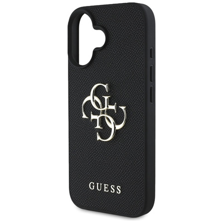 Guess Grained Big 4G Logo Small Classic Logo - Etui do iPhone 16 (czarny) (GUHCP16SPGT4MBK)